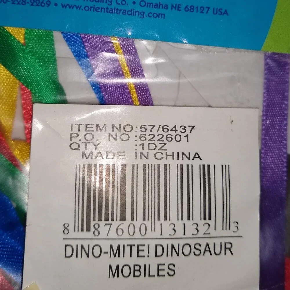 DIY Craft: Hands on Fun Dino-Mite! Dinosaurs Mobile to color kit x 12 New
